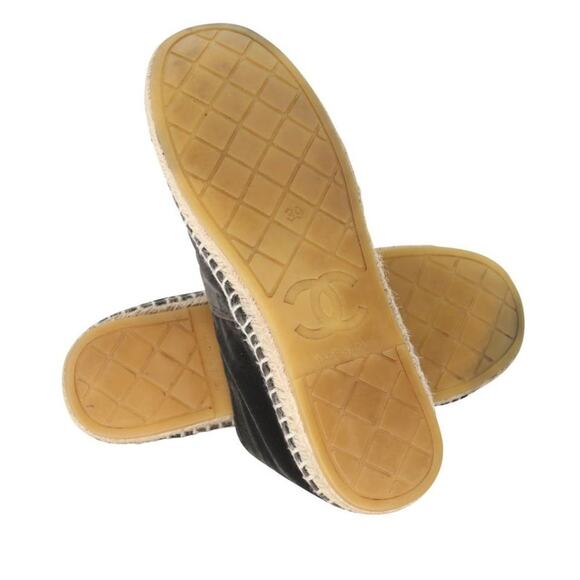 Chanel Espadrilles 39 Velvet Fabric Cc Logo Cap-toe Flats CC-0402N-0091 - Picture 10 of 11